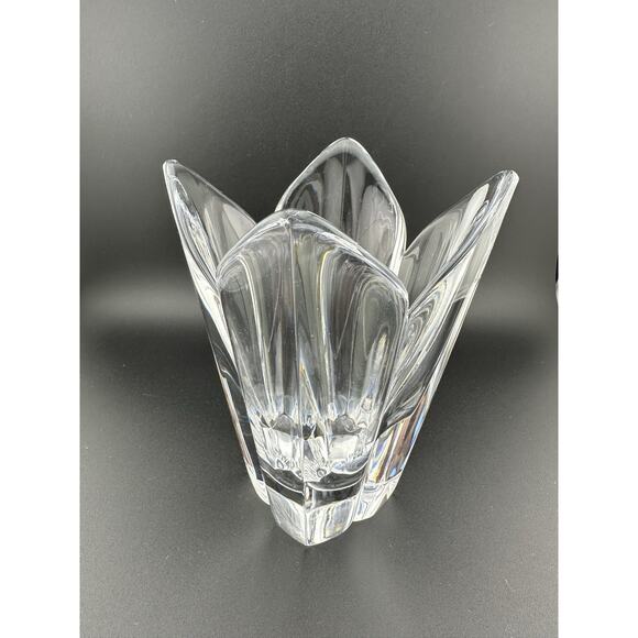 Orrefors Sweden Crystal Tulip/Lotus Crystal Vase 1989 5.75" Tall Signed - Picture 2 of 9